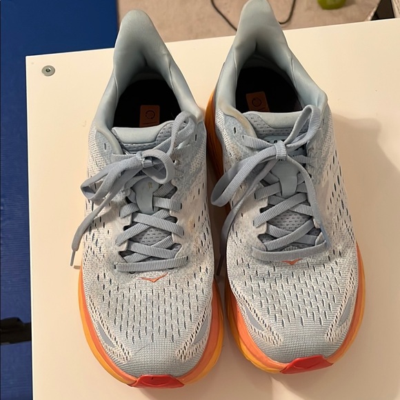 Hoka Light Blue and Orange Athletic Shoes - Picture 2 of 6
